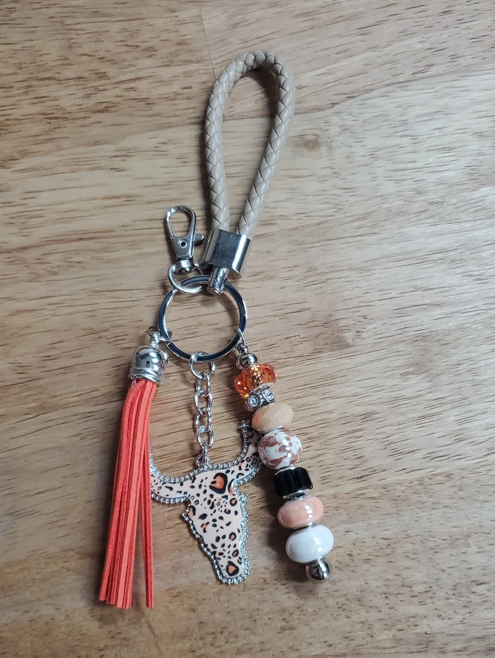 Western Style Orange And Brown Keychain